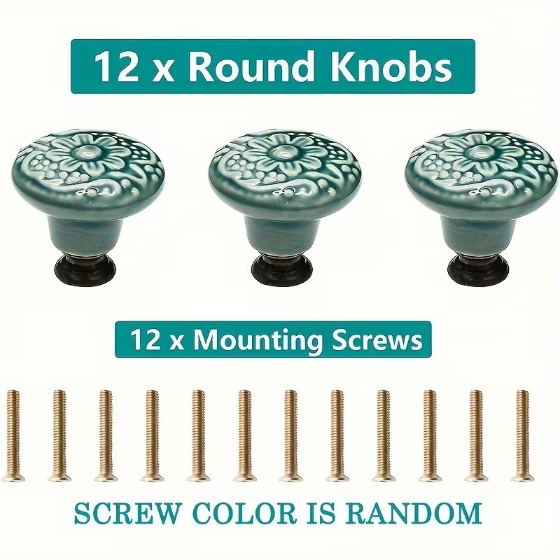 12pcs Ceramic Cabinet Knobs, F - огляд і ціна Furniture Hardware Pulls